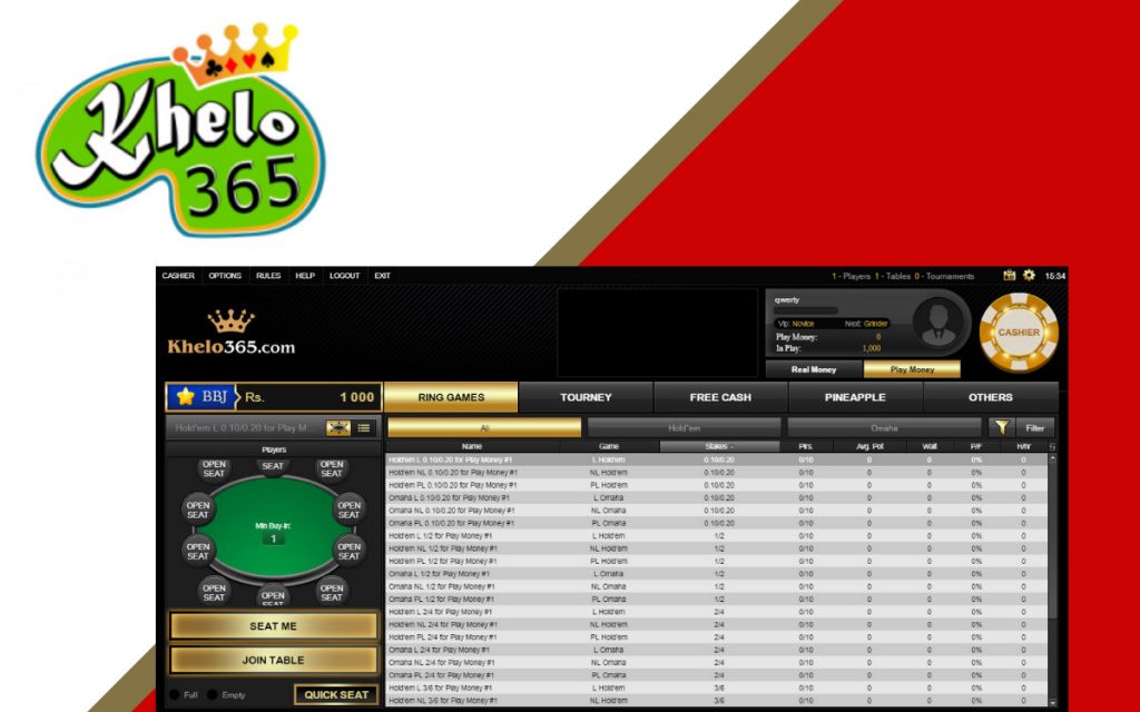Khelo365 is website to play online poker in India