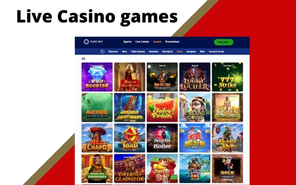 Pure Win India also organises live casino games